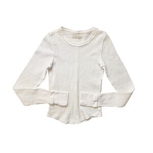 Free People We The Free Women's White Thermal Top Size XS EUC 100% Cotton